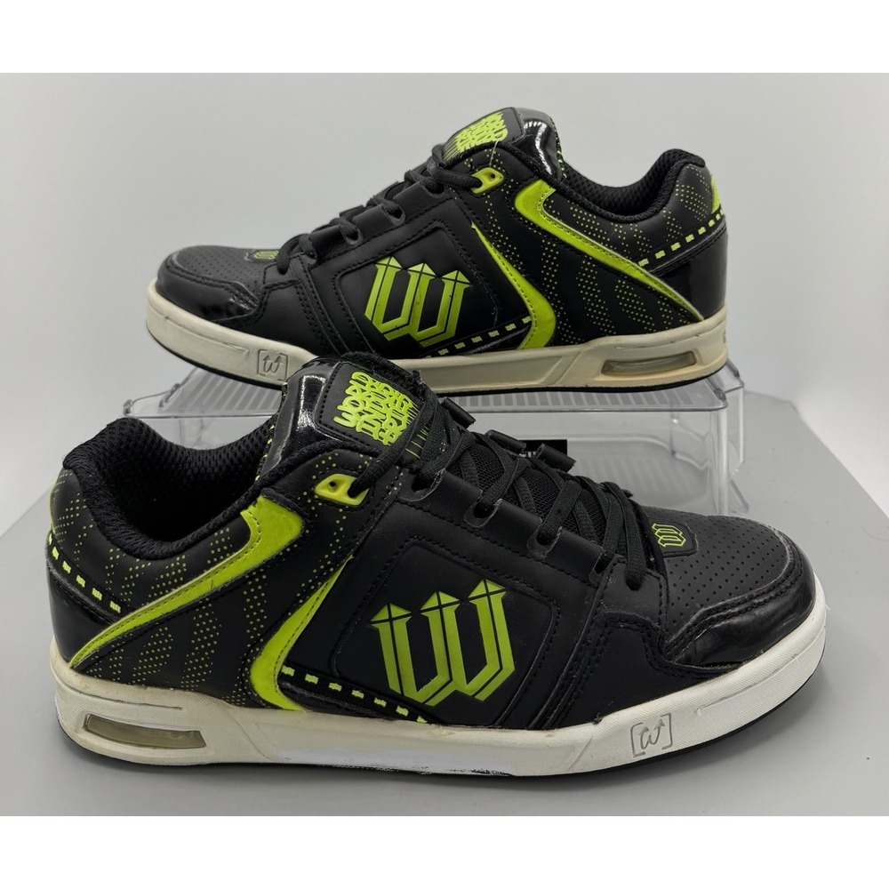 World Industries Solution Skateboard Shoes Black Neon Green Mens Size US 10.5
